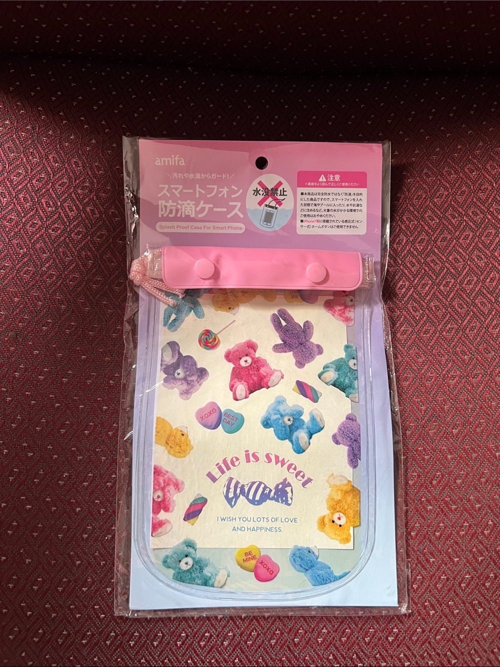 Amifa Pink Teddy Bear Waterproof Phone Case Pouch
